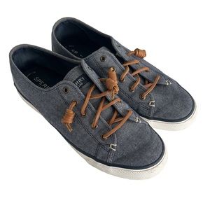 Sperry denim pier‎ view sneakers with leather shoe laces
